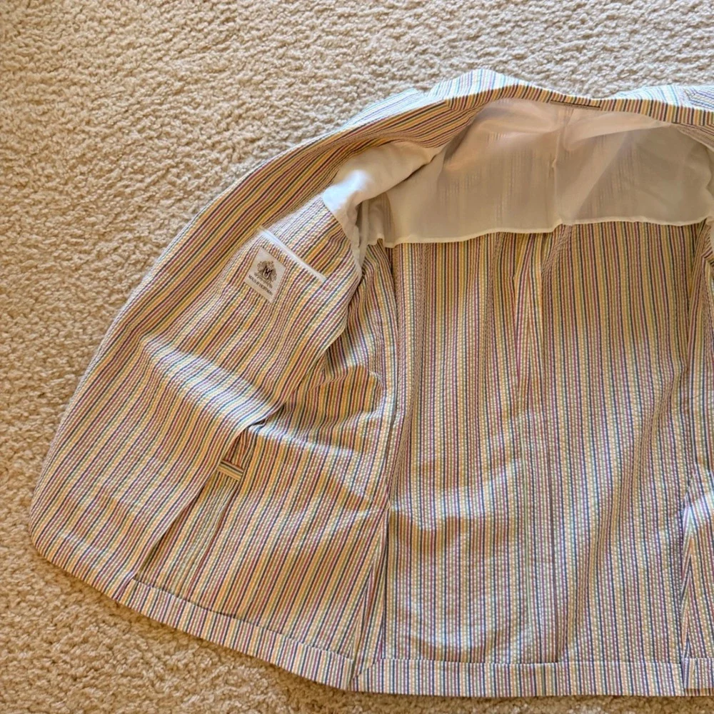 Maus & Hoffman Mens 44R Seersucker Stripe Sport Coat Blazer Multi-Color USA Made